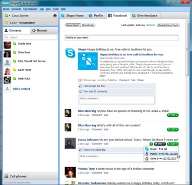 skype and fb integration