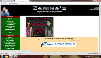 Zarinas.com Afghani Online shopping website