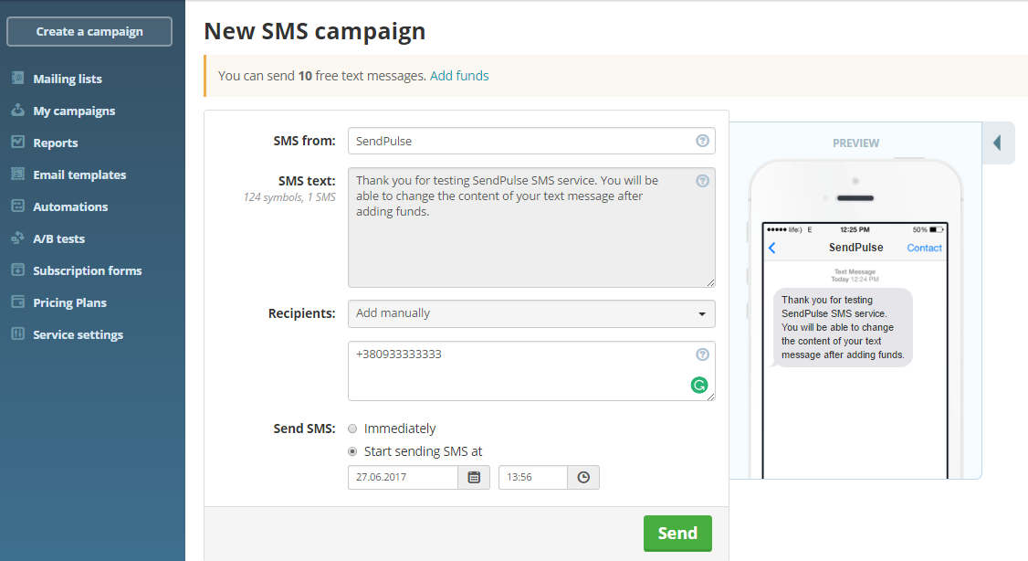 Send free sms to anyone online